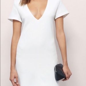 Tobi white deep v mini dress